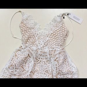 Cross Back Lace Slip Mini Dress
